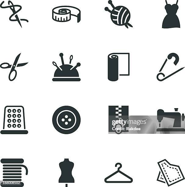 nähen silhouette icons - schnittmuster stock-grafiken, -clipart, -cartoons und -symbole