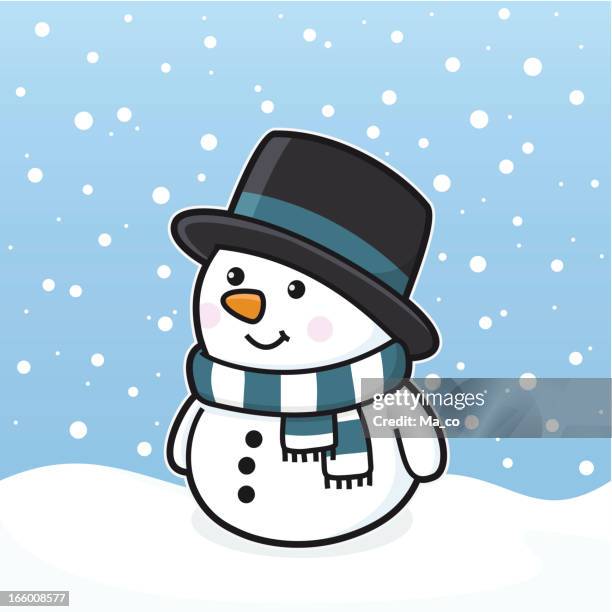 happy snowman with scarf and hat - frozen vegetables stock illustrations