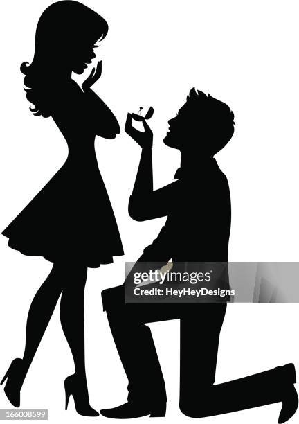 proposing silhouette - proposal stock illustrations