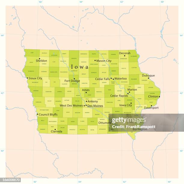 iowa vector map - waterloo   iowa stock illustrations