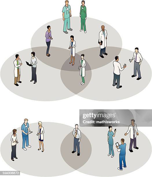 healthcare venn diagrams - three quarter length stock illustrations