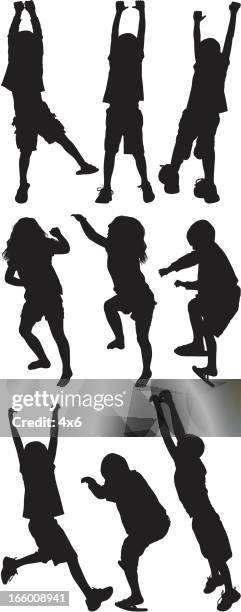 multiple image of children playing - carefree stock illustrations