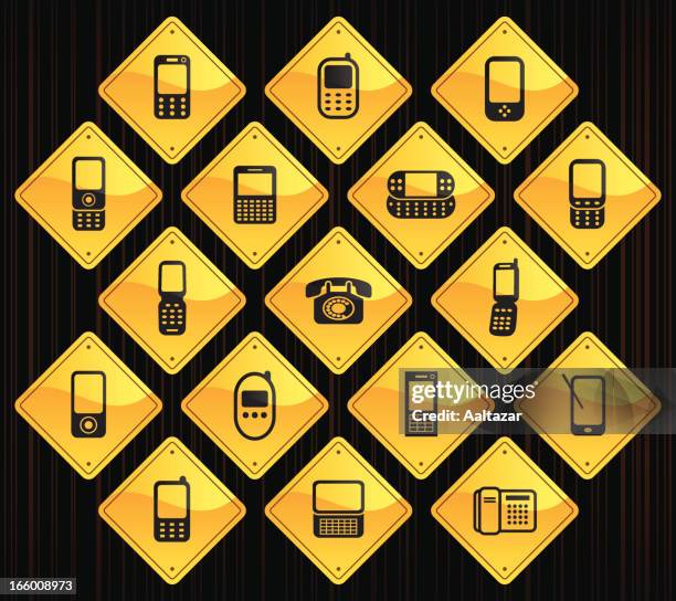 ilustraciones, imágenes clip art, dibujos animados e iconos de stock de amarillo señalizaciones de teléfonos - teléfono antiguo