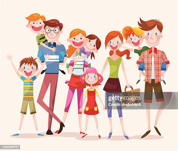 große gruppe von glücklichen menschen - family fun stock-grafiken, -clipart, -cartoons und -symbole