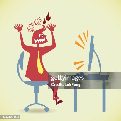 Man using computer in anger Man using computer in anger