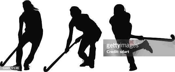 field hockey sequence - hockey player silhouette stock illustrations