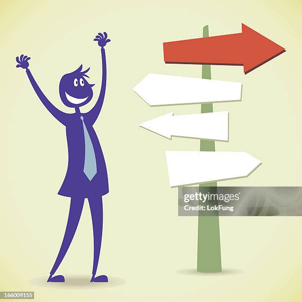 man find a clear direction - orange tie stock illustrations