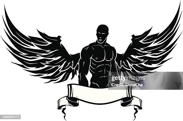 bildbanksillustrationer, clip art samt tecknat material och ikoner med man with wings - angel tattoos