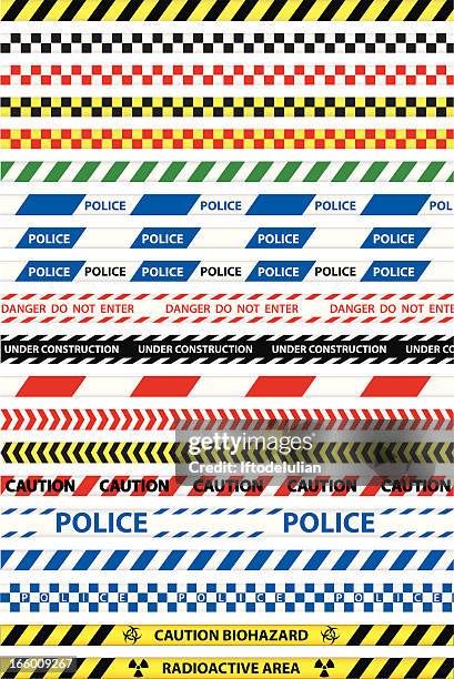 ilustraciones, imágenes clip art, dibujos animados e iconos de stock de líneas de precaución - cinta de barricada