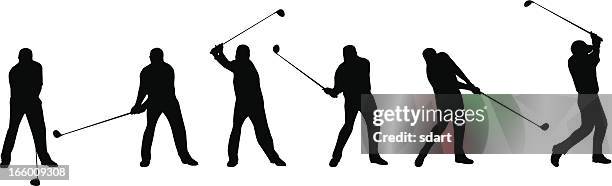 illustrazioni stock, clip art, cartoni animati e icone di tendenza di oscillazione di golf sequenza - golf swing