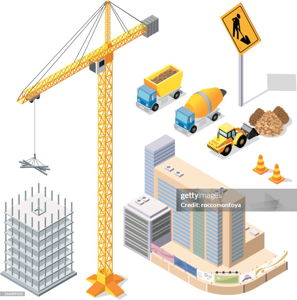 Basic Constructions Graphics Vector Illustration Of Construction Elements High-Res Vector Graphic ...