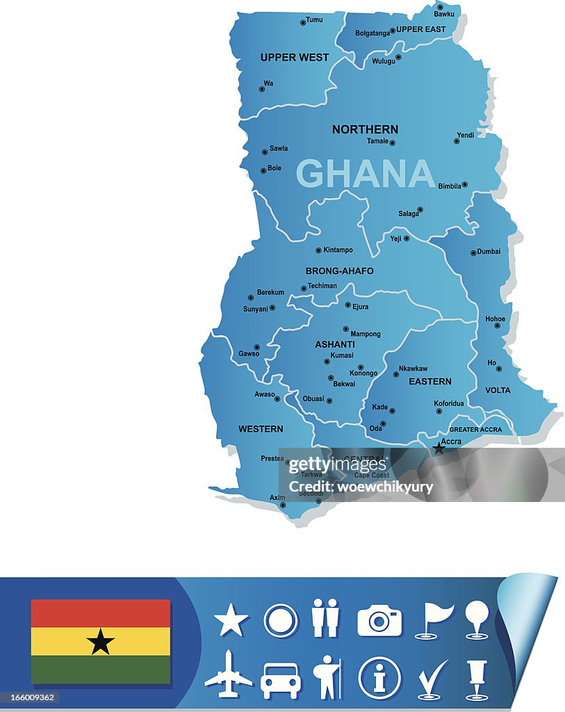 Ghana vettore mappa