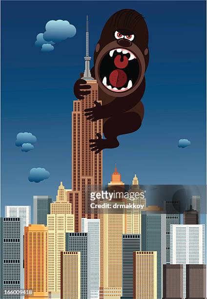 illustrazioni stock, clip art, cartoni animati e icone di tendenza di new york e il vetro gorilla - luogo d'interesse internazionale