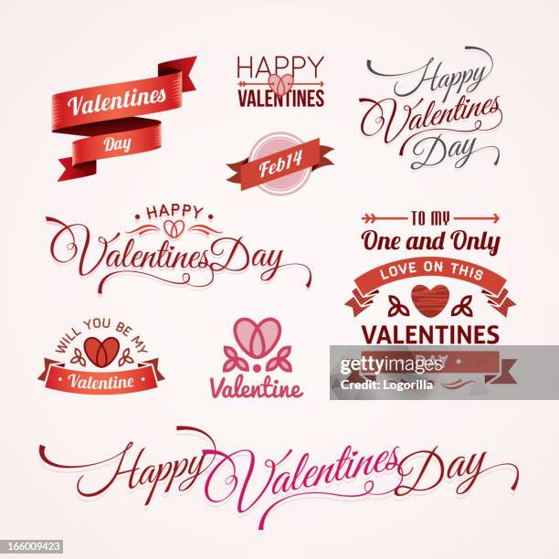 valentines day text designs - happy valentines day stock illustrations