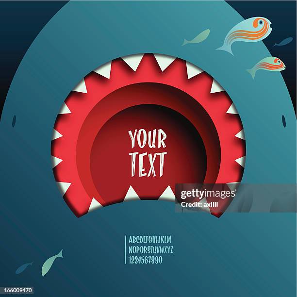 hai mund - shark teeth stock-grafiken, -clipart, -cartoons und -symbole