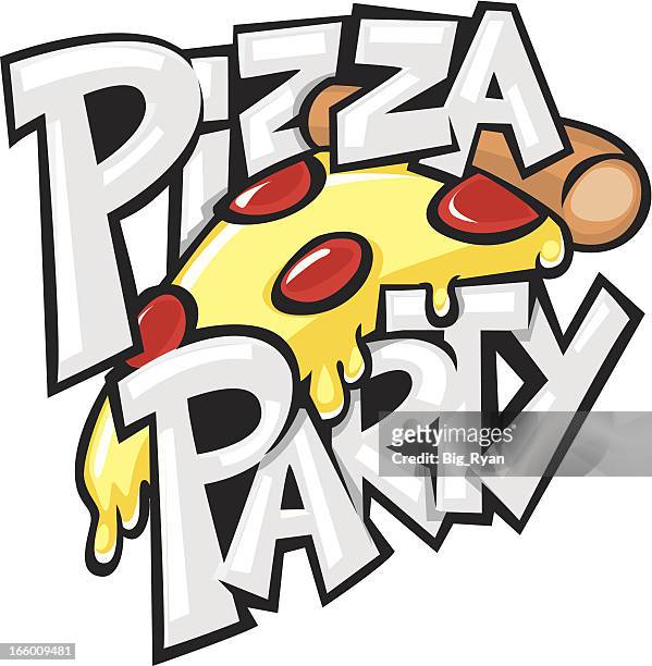 stockillustraties, clipart, cartoons en iconen met pizza party - pizza