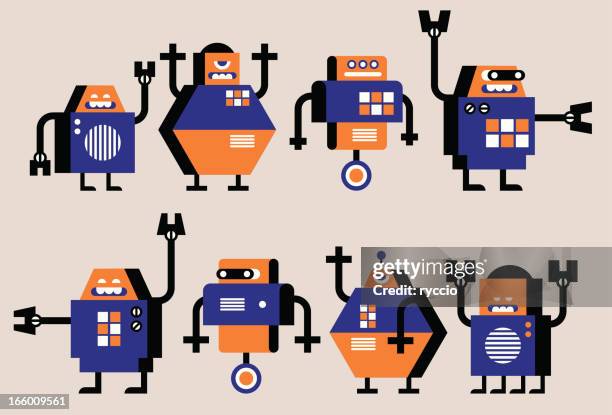 simple graphics robots - disrespect stock illustrations