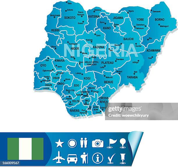 nigeria vector map - nigeria map stock illustrations