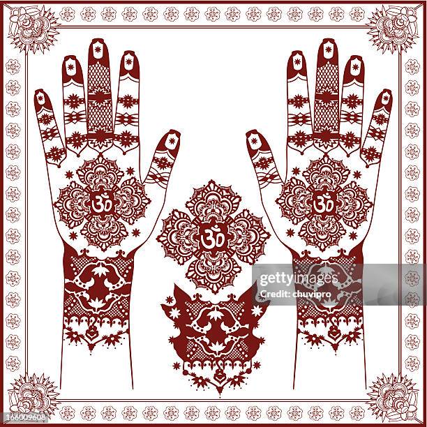 mehndi - henna hands stock illustrations