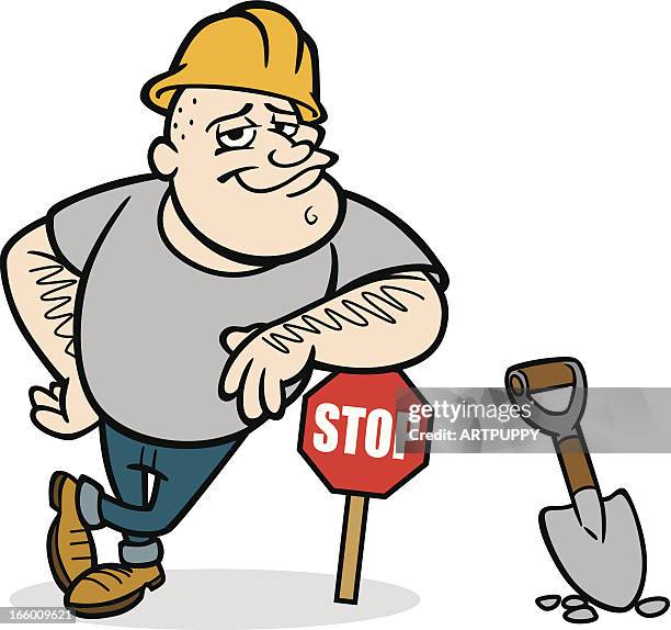 construction guy - road construction worker stock illustrations
