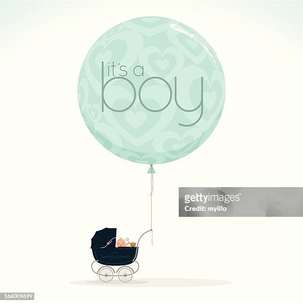 bildbanksillustrationer, clip art samt tecknat material och ikoner med it is a boy myillo - baby stroller
