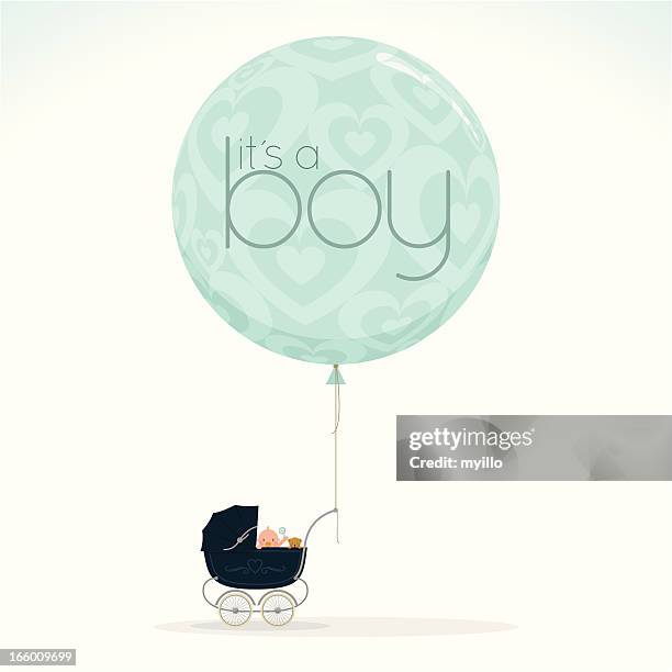 bildbanksillustrationer, clip art samt tecknat material och ikoner med it is a boy myillo - barnvagn