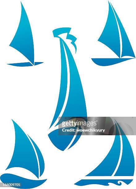 ilustrações, clipart, desenhos animados e ícones de símbolo de barco - barco a vela