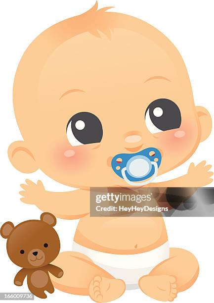 ilustrações de stock, clip art, desenhos animados e ícones de cute bebê menino - técnica ilustrativa