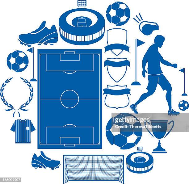 soccer icon set - football team vector stock illustrations