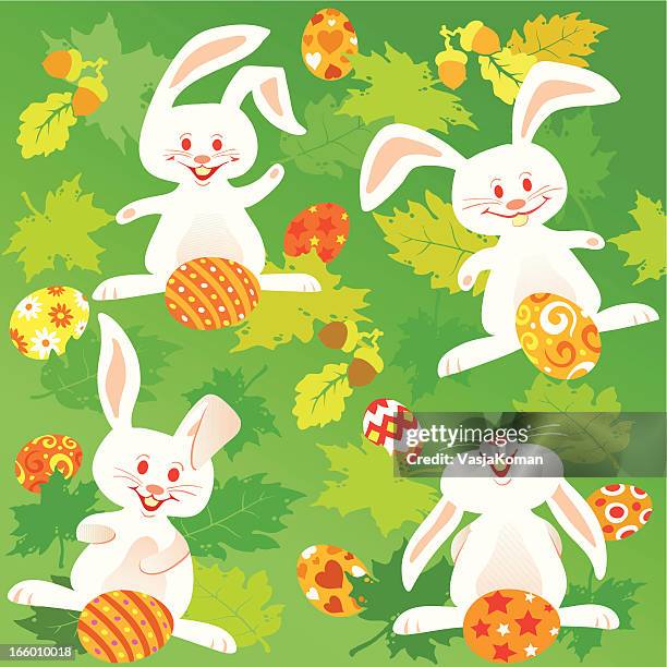 four cute easter bunnies - easter chocolate stock illustrations