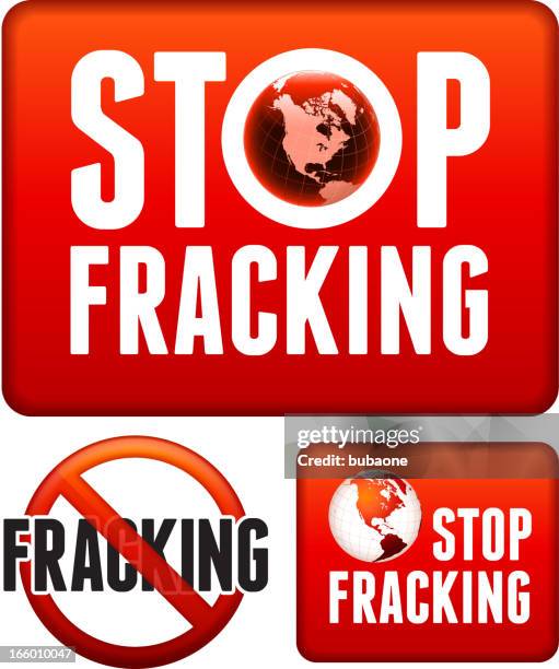 no fracking sign set - hydraulic fracturing icons stock illustrations