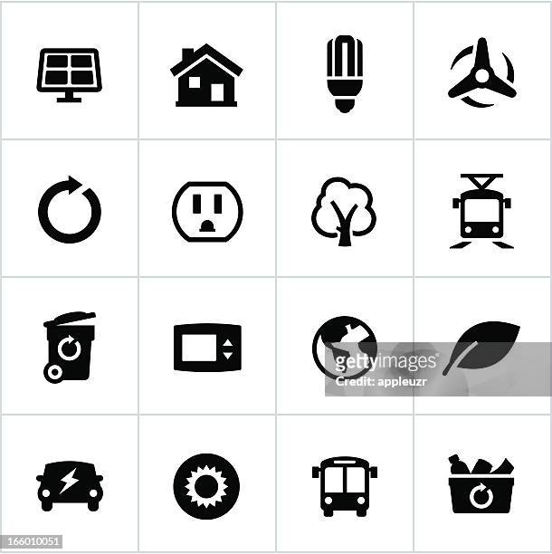 black thinking green icons - lightrail stock illustrations