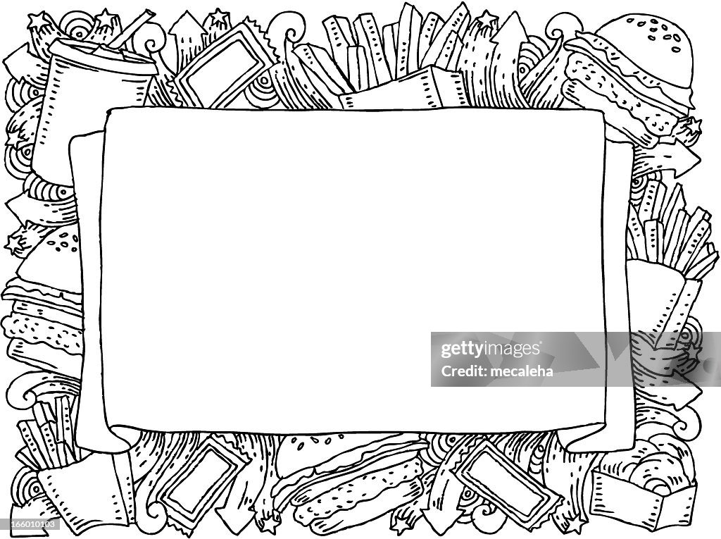 Fast food themed doodle banner