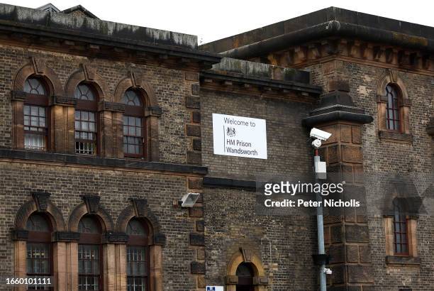 The front entrance of HMP Wandsworth is seen on September 12, 2023 in London, England. HMP Wandsworth is a category B men's prison and one of the...