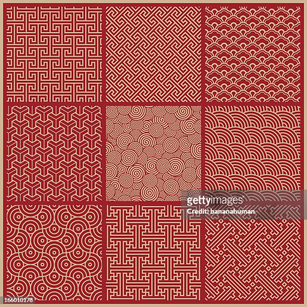 seamless pattern - east asian culture stock illustrations