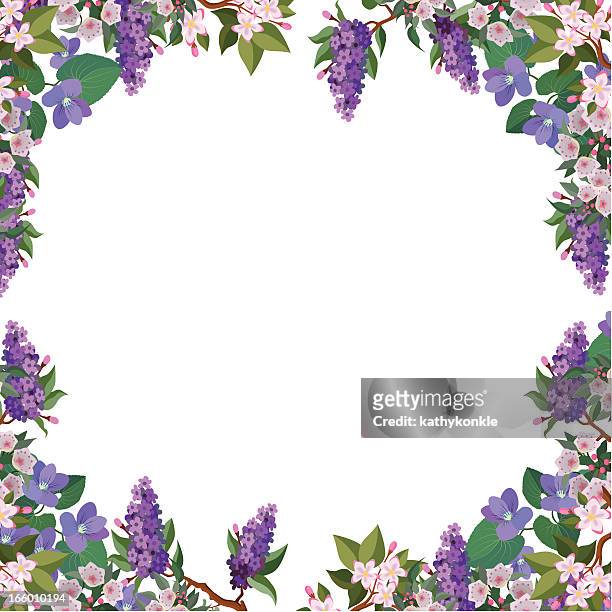 flower border frame - hawthorn,_victoria stock illustrations