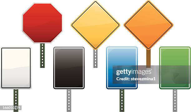 road signs shapes in all colors and white background - speed limit sign stock illustrations