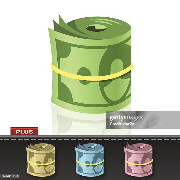 money roll - twenty canadian dollar note stock illustrations