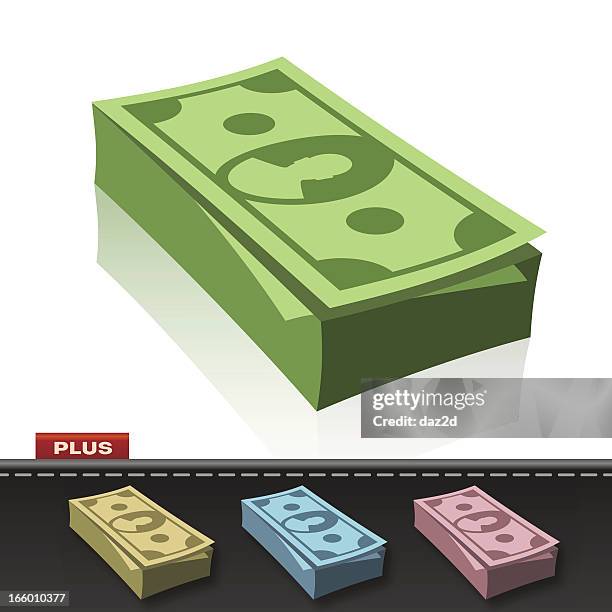 money stack - american fifty dollar bill stock illustrations