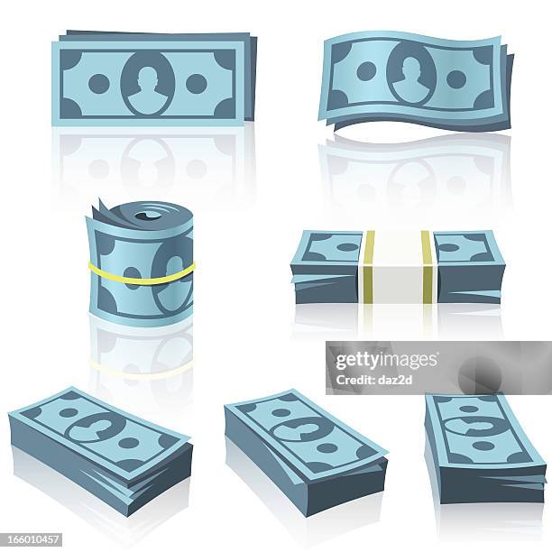 blue money stacks - british currency stock illustrations