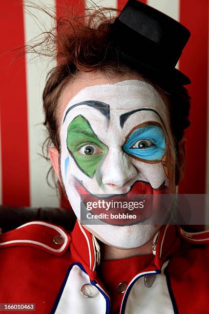 payaso de cara - scary clown makeup fotografías e imágenes de stock