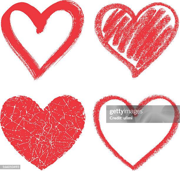 hearts - red brush stroke stock illustrations