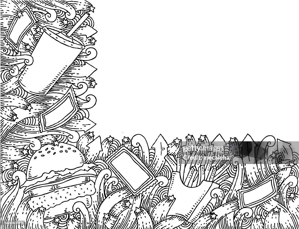 Fast food themed doodle background
