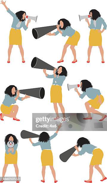 female shouting into a bullhorn - screaming stock illustrations