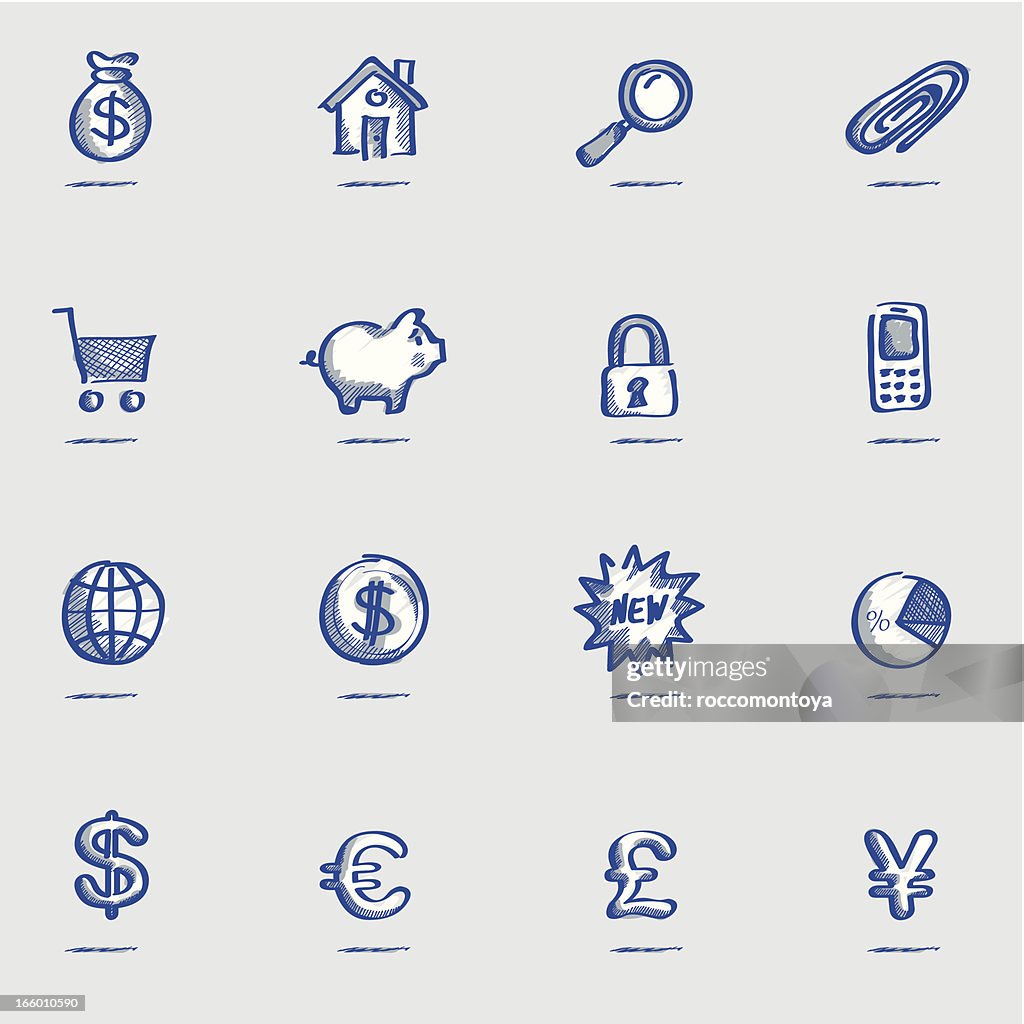 Conjunto de ícones de finanças Esboço