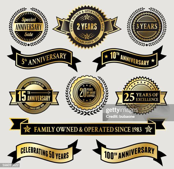 golden anniversary badge collection - golden jubilee stock illustrations