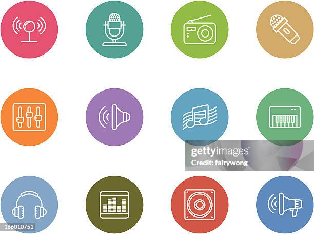 stockillustraties, clipart, cartoons en iconen met music and sound icons - computer speaker