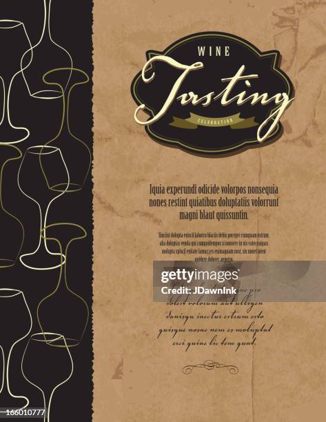 wine tasting invitation or menu design template - scroll pattern stock illustrations