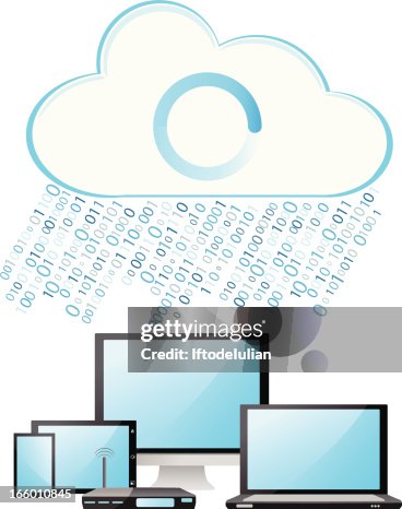 Binary code cloud computing concept Binary code cloud computing concept