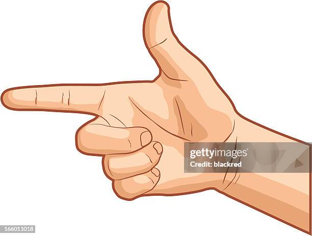 pointing hand gesture - finger gun stock illustrations
